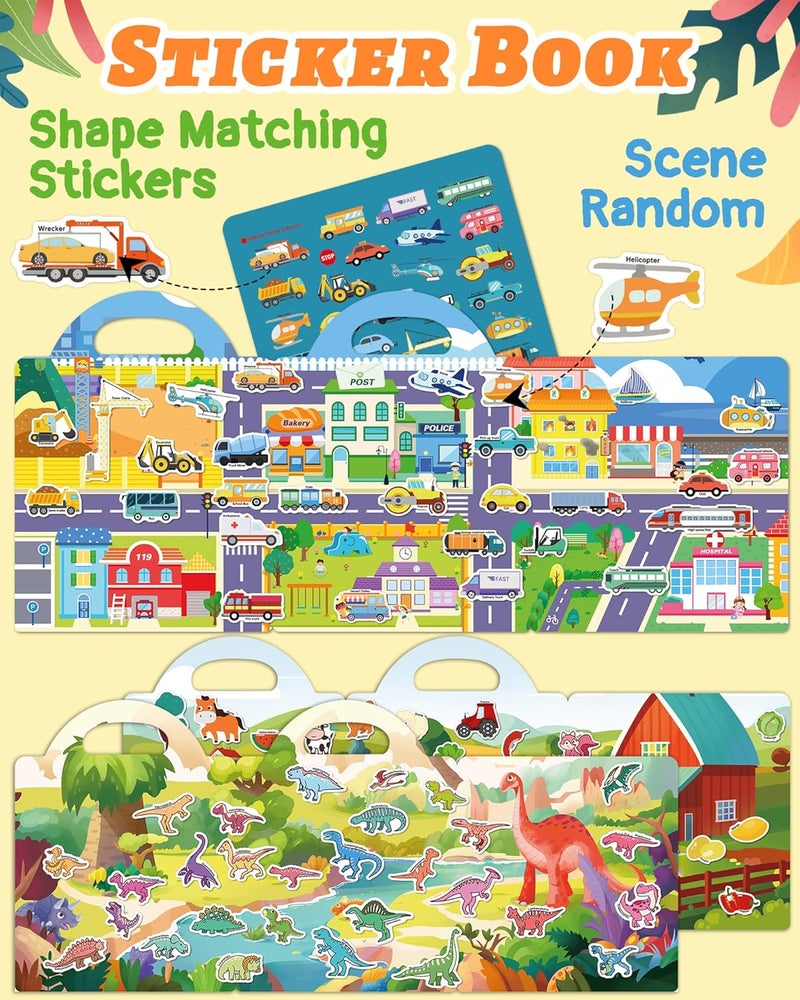 Benresive Reusable Sticker Books for Toddlers, 3 Sets Travel Stickers for Kids, Toddler Sticker Book, Crafts Activities for Toddlers, 3 and Up Birthday Gifts Travel Toys - Image 2